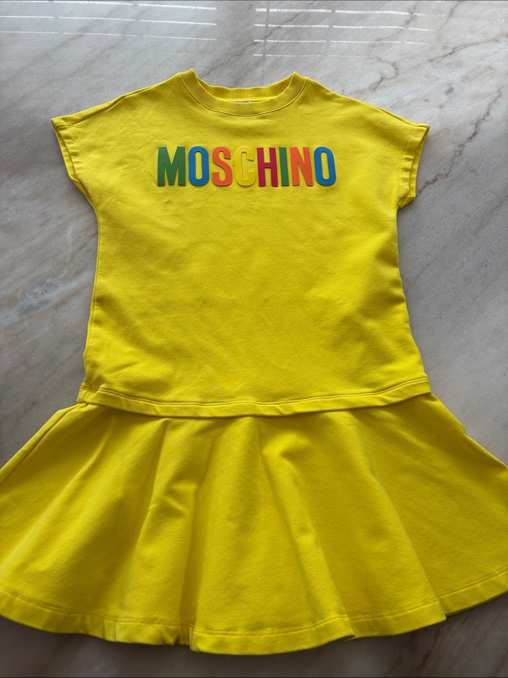 Moschino Yellow Dress with Multicolor Logo